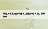 黑客入侵电脑会干什么_黑客声称入侵了微软账户