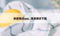 渗透测试app_渗透测试下载
