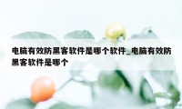 电脑有效防黑客软件是哪个软件_电脑有效防黑客软件是哪个