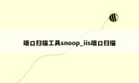 端口扫描工具snoop_iis端口扫描