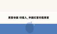 黑客帝国 印度人_中国红客印度黑客