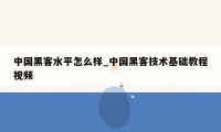 中国黑客水平怎么样_中国黑客技术基础教程视频