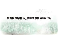 黑客技术学什么_黑客技术要学linux吗