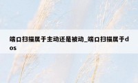 端口扫描属于主动还是被动_端口扫描属于dos