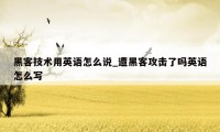 黑客技术用英语怎么说_遭黑客攻击了吗英语怎么写