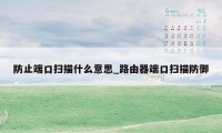 防止端口扫描什么意思_路由器端口扫描防御
