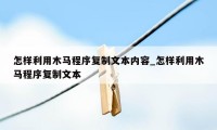 怎样利用木马程序复制文本内容_怎样利用木马程序复制文本