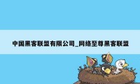 中国黑客联盟有限公司_网络至尊黑客联盟