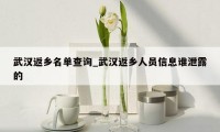 武汉返乡名单查询_武汉返乡人员信息谁泄露的