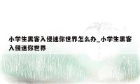 小学生黑客入侵迷你世界怎么办_小学生黑客入侵迷你世界