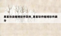 黑客攻击赌博软件获利_黑客软件赌博软件藏分