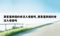 黑客是网络的非法入侵者吗_黑客是网络的非法入侵者吗